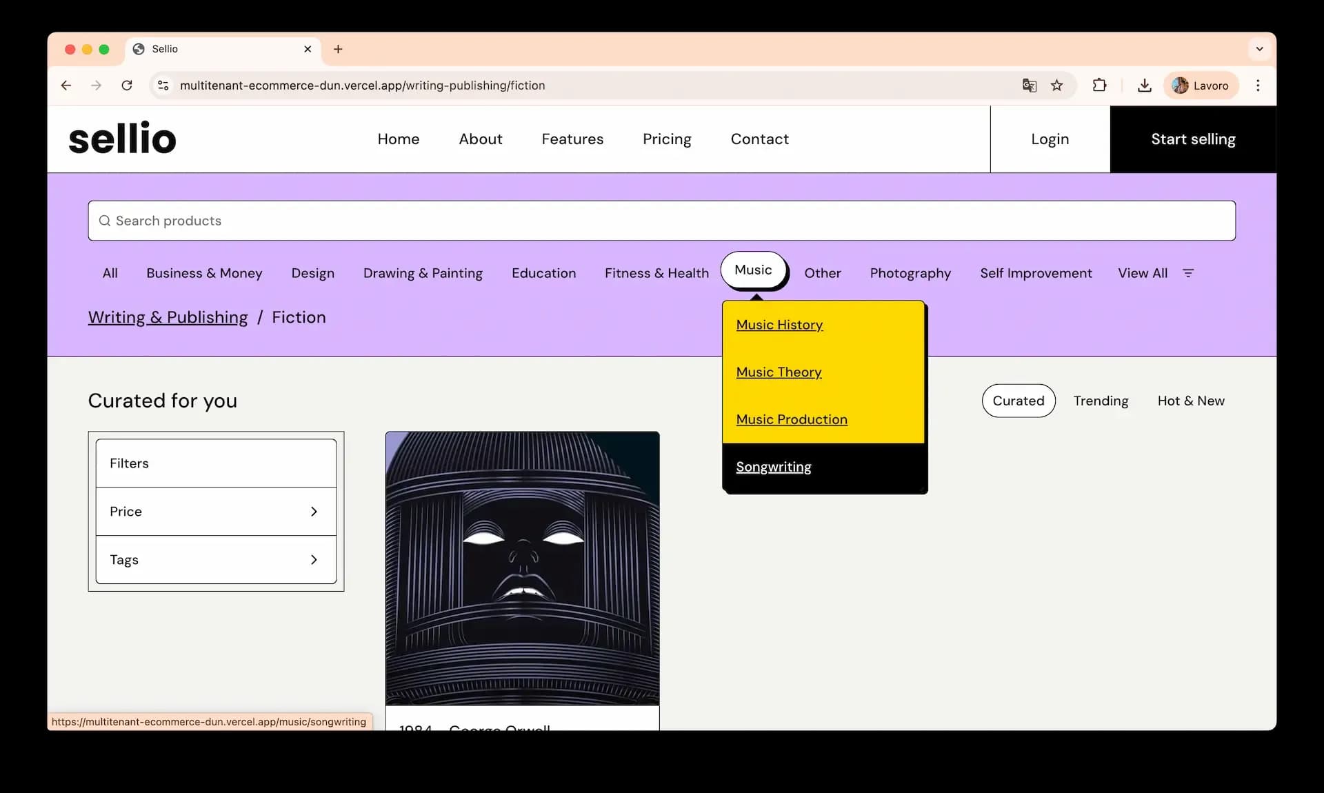 Sellio homepage